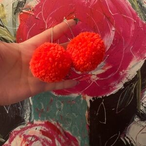 💚💚💚NEW Neon Orange Pom Pom Earrings